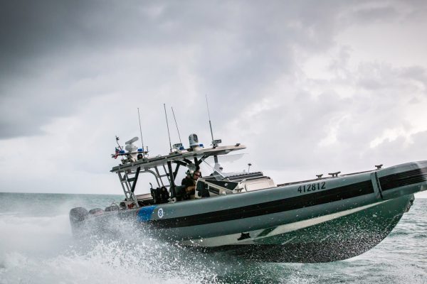 Marine Interdiction agents with U.S. Customs and Border Protection Air and Marine Operations patrol Miami Beach, Florida, onboard an Interceptor Class Vessel on Feb. 13, 2019. The Air and Marine Operations is a federal law enforcement organization dedicated to serving and protecting the American people through advanced aeronautical and maritime capabilities. Photo by Ozzy Trevino, U.S. Customs and Border Protection